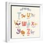 Cute Zoo Alphabet in Vector. T, U, V, W, X, Y, Z Letters. Funny Cartoon Animals. Tiger, Unicorn, Va-smilewithjul-Framed Art Print