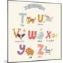 Cute Zoo Alphabet in Vector. T, U, V, W, X, Y, Z Letters. Funny Cartoon Animals. Tiger, Unicorn, Va-smilewithjul-Mounted Art Print