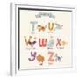 Cute Zoo Alphabet in Vector. T, U, V, W, X, Y, Z Letters. Funny Cartoon Animals. Tiger, Unicorn, Va-smilewithjul-Framed Premium Giclee Print