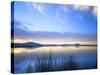 Cutler Reservoir on Bear River with Cirrus Fibratus at Sunset, Great Basin, Cache Valley, Utah-Scott T. Smith-Stretched Canvas