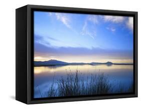 Cutler Reservoir on Bear River with Cirrus Fibratus at Sunset, Great Basin, Cache Valley, Utah-Scott T. Smith-Framed Stretched Canvas