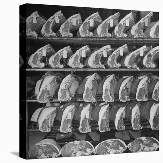 Cuts of Beef on Shelves at Meat Processing and Packing Plant-Alfred Eisenstaedt-Stretched Canvas