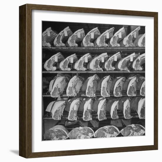 Cuts of Beef on Shelves at Meat Processing and Packing Plant-Alfred Eisenstaedt-Framed Photographic Print