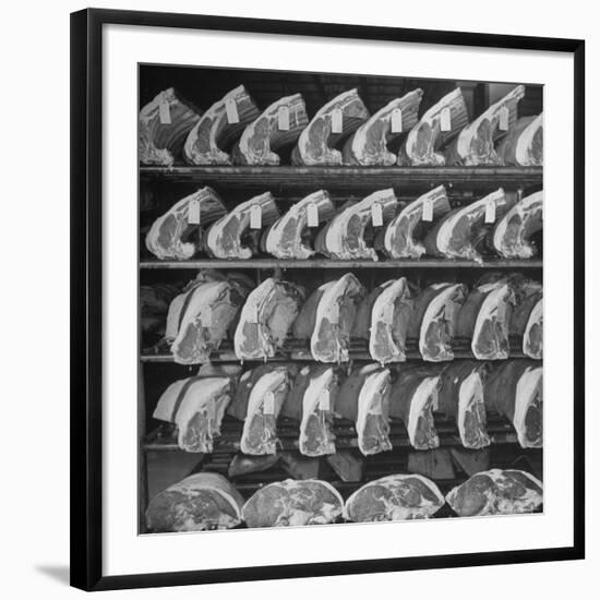 Cuts of Beef on Shelves at Meat Processing and Packing Plant-Alfred Eisenstaedt-Framed Photographic Print