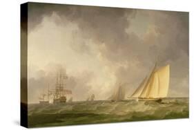 Cutter Close Hauled in a Fresh Breeze, with Other Shipping, C.1750-Charles Brooking-Stretched Canvas