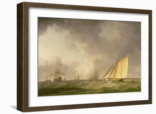 Cutter Close Hauled in a Fresh Breeze, with Other Shipping, C.1750-Charles Brooking-Framed Giclee Print