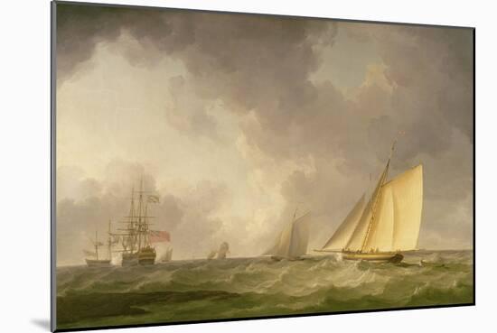 Cutter Close Hauled in a Fresh Breeze, with Other Shipping, C.1750-Charles Brooking-Mounted Giclee Print