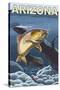 Cutthroat Trout Fishing - Arizona-Lantern Press-Stretched Canvas