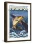 Cutthroat Trout Fishing - Arizona-Lantern Press-Framed Art Print