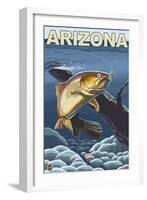 Cutthroat Trout Fishing - Arizona-Lantern Press-Framed Art Print