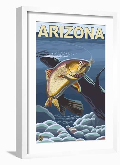 Cutthroat Trout Fishing - Arizona-Lantern Press-Framed Art Print