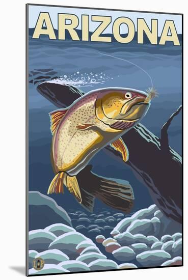 Cutthroat Trout Fishing - Arizona-Lantern Press-Mounted Art Print