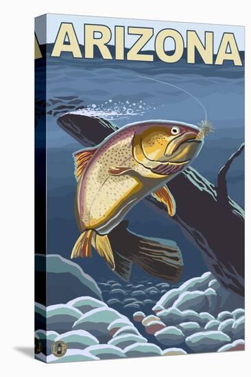 Cutthroat Trout Fishing - Arizona-Lantern Press-Stretched Canvas