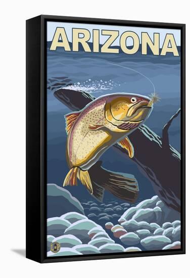 Cutthroat Trout Fishing - Arizona-Lantern Press-Framed Stretched Canvas