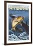 Cutthroat Trout Fishing - Arizona-Lantern Press-Framed Art Print