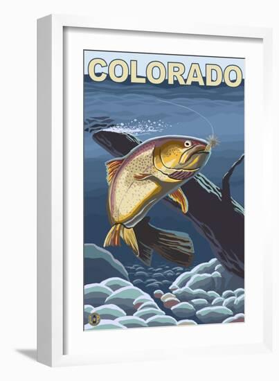 Cutthroat Trout Fishing - Colorado-Lantern Press-Framed Art Print