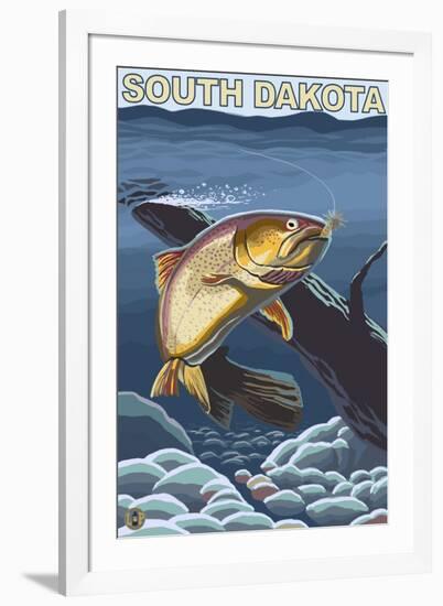 Cutthroat Trout Fishing - South Dakota-Lantern Press-Framed Art Print