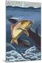 Cutthroat Trout Fishing - South Dakota-Lantern Press-Mounted Art Print