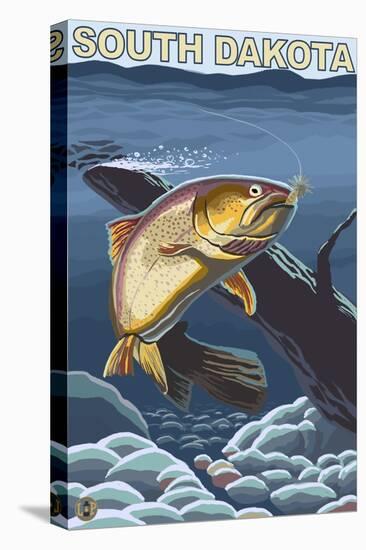 Cutthroat Trout Fishing - South Dakota-Lantern Press-Stretched Canvas