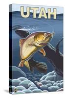 Cutthroat Trout Fishing - Utah-Lantern Press-Stretched Canvas