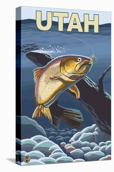Cutthroat Trout Fishing - Utah-Lantern Press-Stretched Canvas