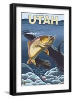 Cutthroat Trout Fishing - Utah-Lantern Press-Framed Art Print