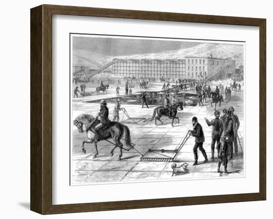 Cutting and Storing Ice on the Hudson River, New York, USA, 1875-Lumley-Framed Giclee Print