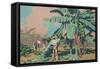 Cutting Bananas in Jamaica-Frank Newbould-Framed Stretched Canvas