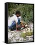 Cutting Coconuts, Barbuda-null-Framed Stretched Canvas