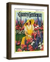 "Cutting Flowers from Her Garden," Country Gentleman Cover, August 1, 1933-Carolyn Haywood-Framed Giclee Print