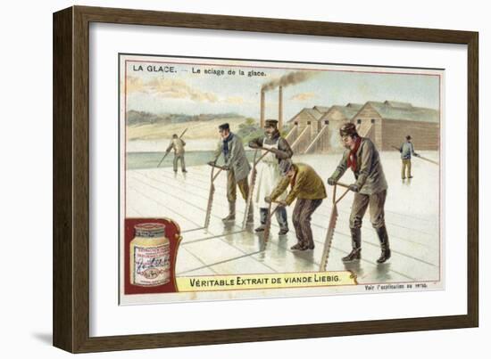 Cutting Ice with Saws-null-Framed Giclee Print