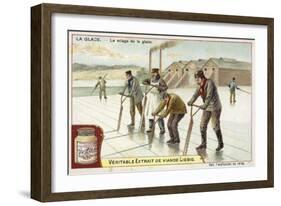 Cutting Ice with Saws-null-Framed Giclee Print