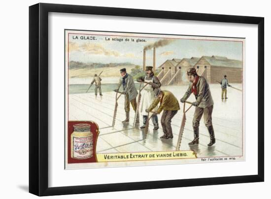 Cutting Ice with Saws-null-Framed Giclee Print