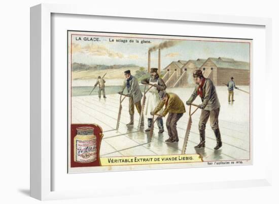 Cutting Ice with Saws-null-Framed Giclee Print