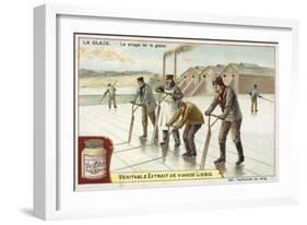 Cutting Ice with Saws-null-Framed Giclee Print