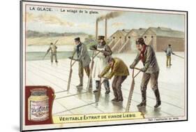 Cutting Ice with Saws-null-Mounted Giclee Print