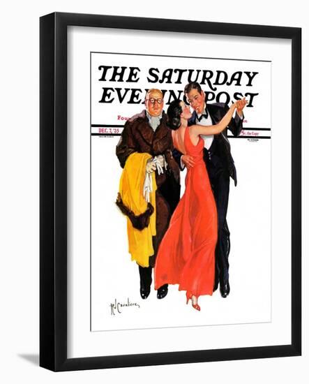 "Cutting In," Saturday Evening Post Cover, December 7, 1935-R.J. Cavaliere-Framed Premium Giclee Print