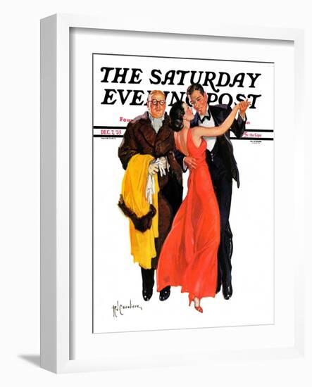 "Cutting In," Saturday Evening Post Cover, December 7, 1935-R.J. Cavaliere-Framed Giclee Print