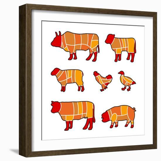 Cutting Meat-Goran Benisek-Framed Premium Giclee Print