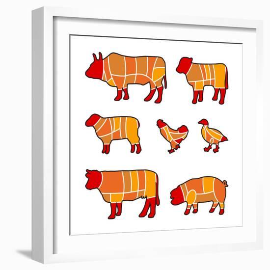 Cutting Meat-Goran Benisek-Framed Premium Giclee Print