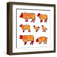 Cutting Meat-Goran Benisek-Framed Art Print