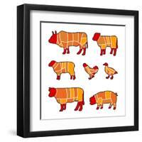 Cutting Meat-Goran Benisek-Framed Art Print