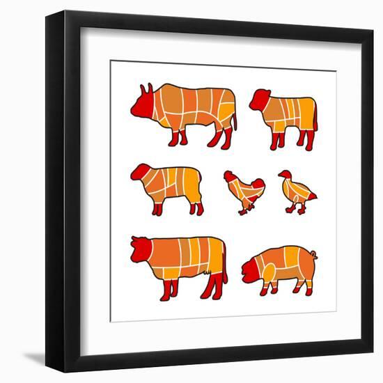 Cutting Meat-Goran Benisek-Framed Art Print