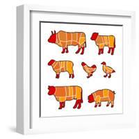 Cutting Meat-Goran Benisek-Framed Art Print