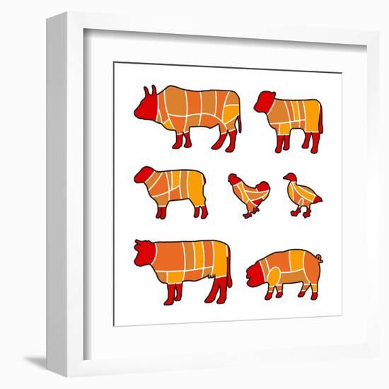 Cutting Meat-Goran Benisek-Framed Art Print