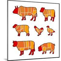 Cutting Meat-Goran Benisek-Mounted Art Print