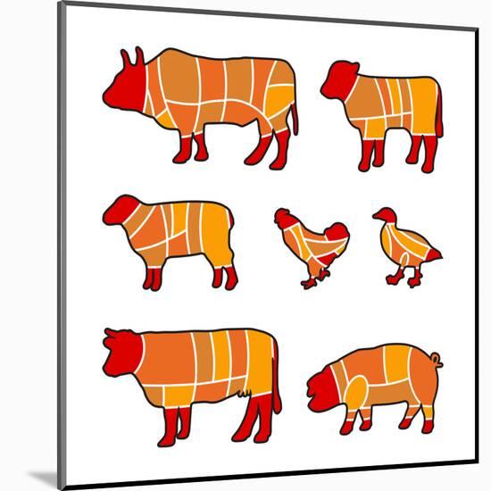 Cutting Meat-Goran Benisek-Mounted Art Print