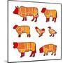 Cutting Meat-Goran Benisek-Mounted Art Print