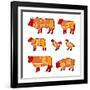 Cutting Meat-Goran Benisek-Framed Art Print