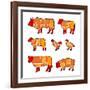 Cutting Meat-Goran Benisek-Framed Art Print